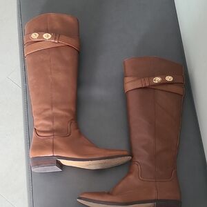 Brown Leather Knee-High Boots